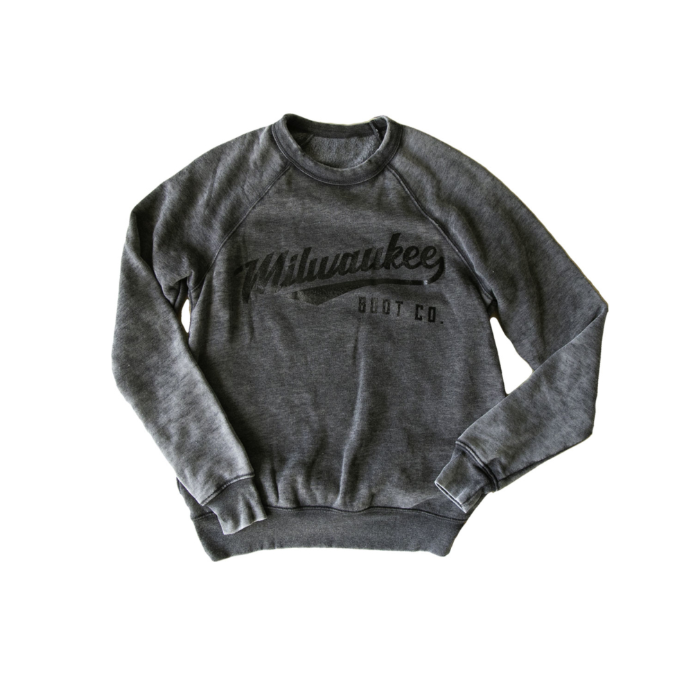 black acid wash crew neck